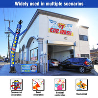 6 10 15 20FT Tall Car Wash Blue Waving Inflatable Tube Man(Blower Not Included)