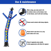 6 10 15 20FT Tall Car Wash Blue Waving Inflatable Tube Man(Blower Not Included)