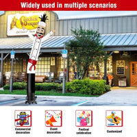 6 10 15 20FT Tall Chef Waving Inflatable Tube Man(Blower Not Included)