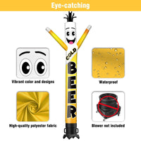 6 10 15 20FT Tall Cold Beer Waving Inflatable Tube Man(Blower Not Included)