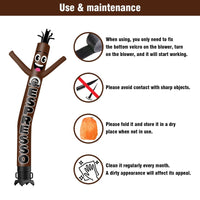 6 10 15 20FT Tall Espresso Waving Inflatable Tube Man(Blower Not Included)