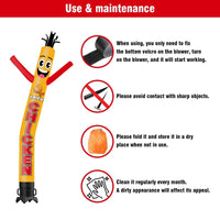 6 10 15 20FT Tall Fried Chicken Waving Inflatable Tube Man(Blower Not Included)