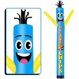 6 10 15 20FT Tall Fish & Chips Waving Inflatable Tube Man(Blower Not Included)