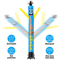 6 10 15 20FT Tall Fish & Chips Waving Inflatable Tube Man(Blower Not Included)