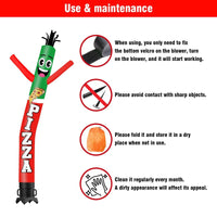 6 10 15 20FT Tall Pizza Waving Inflatable Tube Man(Blower Not Included)