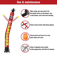 6 10 15 20FT Tall Popcorn Waving Inflatable Tube Man(Blower Not Included)
