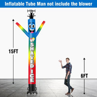 6 10 15 20FT Tall Shaved Ice Waving Inflatable Tube Man(Blower Not Included)