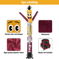 6 10 15 20FT Tall Wine And Beer Waving Inflatable Tube Man(Blower Not Included)