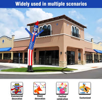 6 10 15 20FT Tall American Flag Waving Inflatable Tube Man-4th of July(Blower Not Included)