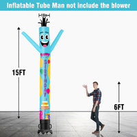 6 10 15 20FT Tall Happy Birthday Waving Inflatable Tube Man(Blower Not Included)