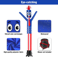 6 10 15 20FT Tall American Flag Waving Inflatable Tube Man-4th of July(Blower Not Included)