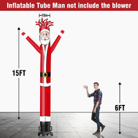 6 10 15 20FT Tall Christmas Santa Claus Waving Inflatable Tube Man(Blower Not Included)