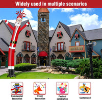 6 10 15 20FT Tall Christmas Santa Claus Waving Inflatable Tube Man(Blower Not Included)